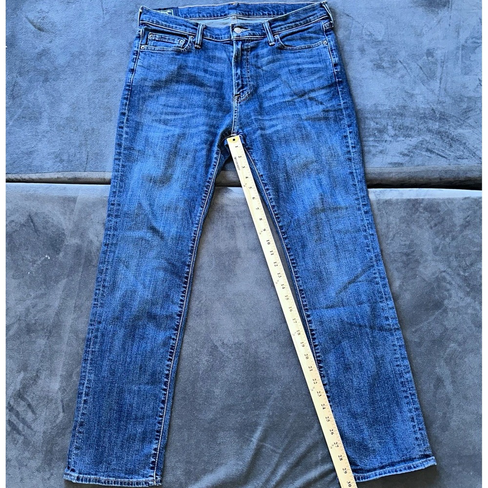 Abercrombie & Fitch Mens Kennan Straight Fit Blue Stretch Denim Jeans 34x32